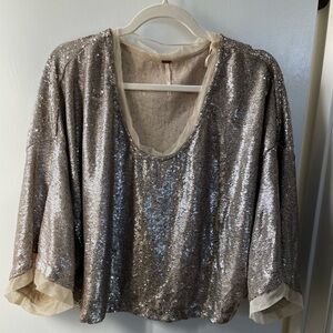 Free people Silver Sequin Blouse